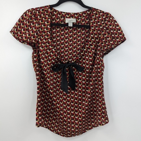 LOFT Tie Front Short Sleeve Top - Picture 1 of 5